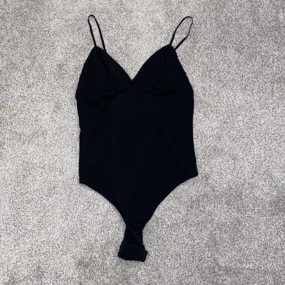 EUC One Piece Snap Crotch Black Bodysuit by Leith Size L Large Skinny Straps - Picture 1 of 7